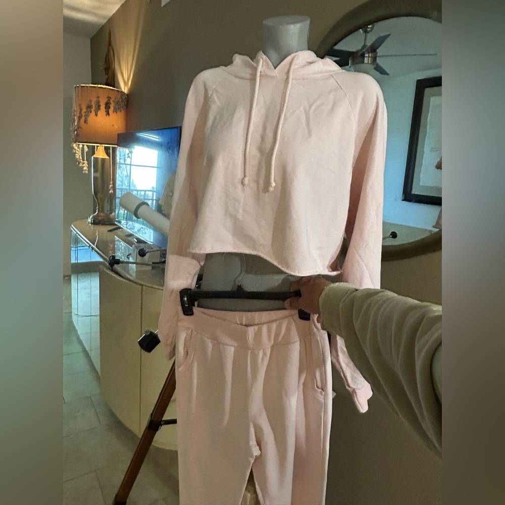 5/25$This Is 2 Of 5!! Baby Pink Hoodie & Sweatpants Set Loungewear small - Picture 15 of 16